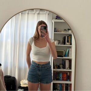 Brandy Melville White Cinched T-Shirt Top